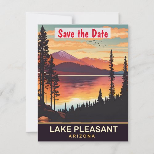 Lake Pleasant Arizona Travel Postcard  Save The Date