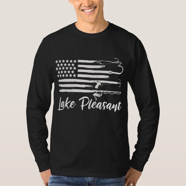 Lake Pleasant Indiana Patriotic Fishing Novelty T-Shirt (Front)