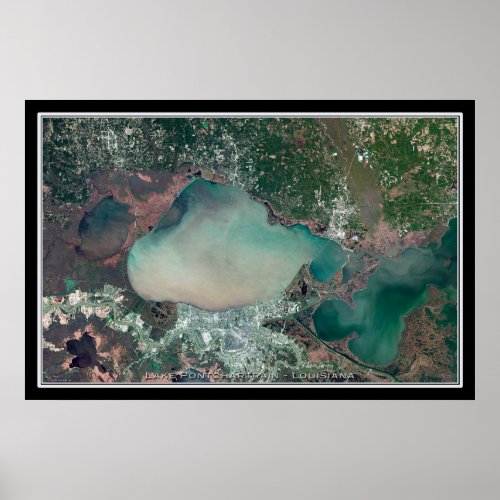 Lake Pontchartrain Louisiana Satellite Poster Map