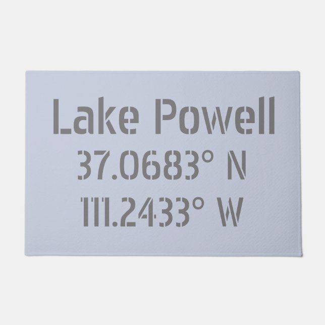 Lake Powell AZ Latitude Longitude Doormat (Front)