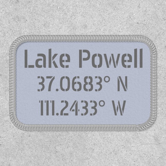 Lake Powell AZ Latitude Longitude Iron ON Patch (Front)