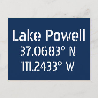 Lake Powell AZ Latitude Longitude  Postcard