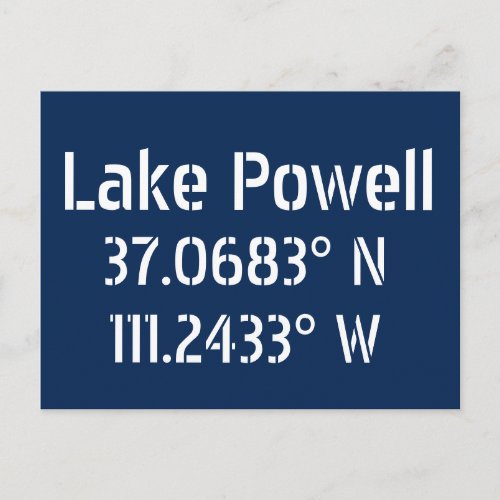 Lake Powell AZ Latitude Longitude  Postcard