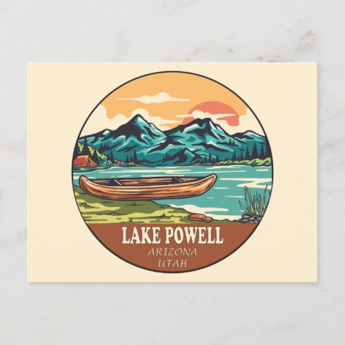 Lake Powell Boating Fishing Emblem Postcard