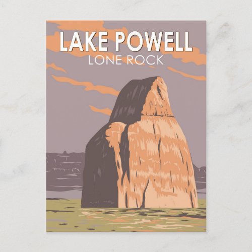 Lake Powell Lone Rock Travel Art Vintage Postcard