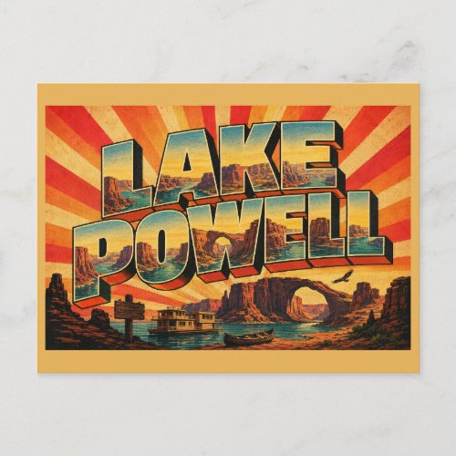 Lake Powell Utah Canyon Lake Arches Art Postcard