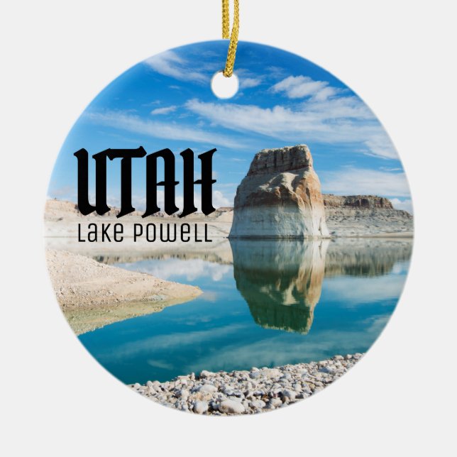 Lake Powell Utah Lone Rock Ceramic Ornament (Front)