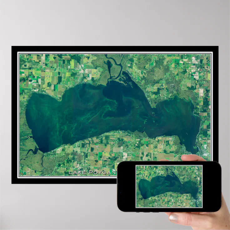 Lake Poygan Wisconsin Satellite Poster Map Zazzle
