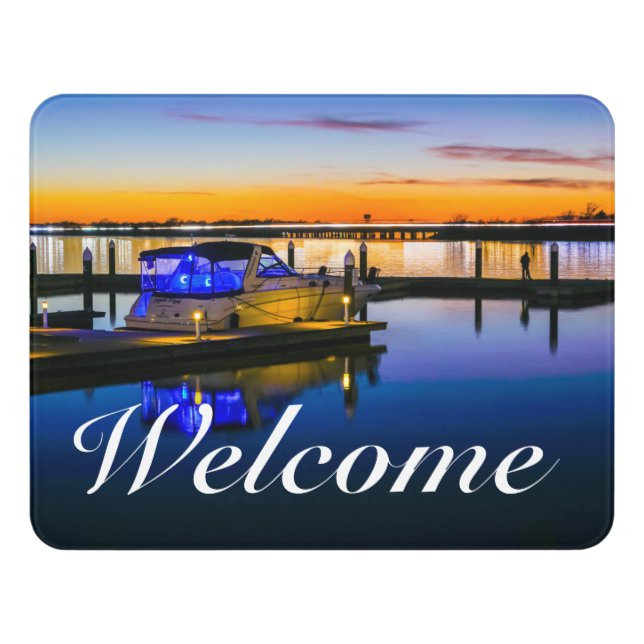 Lake Ray Hubbard Rockwall TX Sunset Welcome Door Sign (Contemporary Front)
