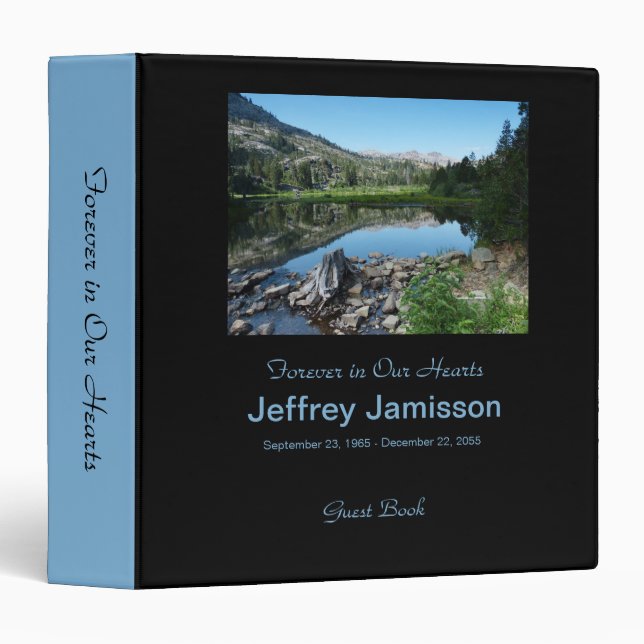 Lake Reflection Memorial Book, Forever in Heart  3 Ring Binder (Front/Spine)