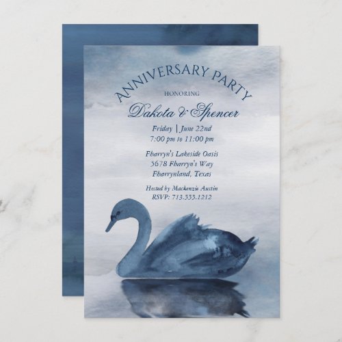 Lake Reflections  Blue Swan Anniversary Party Invitation