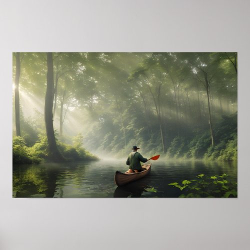 Lake Reflections Serenity in the Canoe Poster