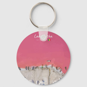 Lake Retba, Senegal - Pink Lake Boats Keychain