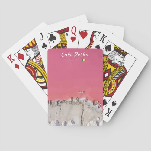 Lake Retba, Senegal - Pink Lake Boats Poker Cards