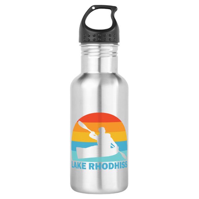 Lake Rhodhiss North Carolina Kayak Stainless Steel Water Bottle (Front)