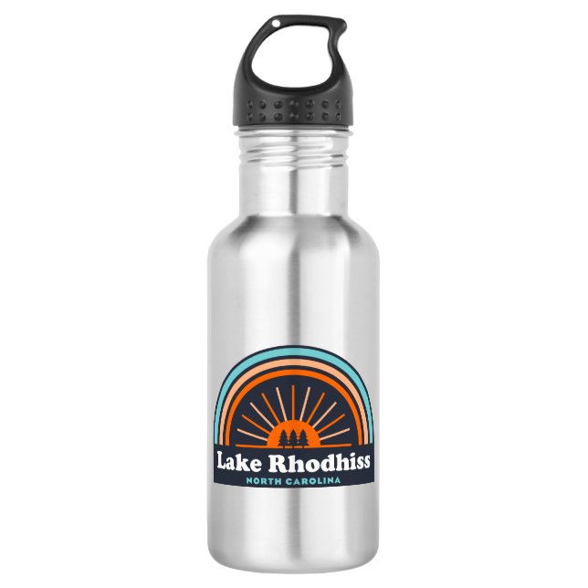 Lake Rhodhiss North Carolina Rainbow Stainless Steel Water Bottle (Front)