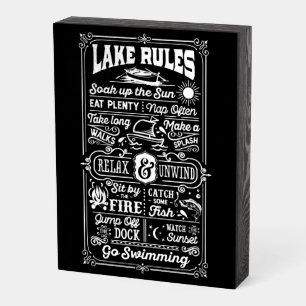 Lake Rules: Life’s Simple Waterside Joys Wooden Box Sign