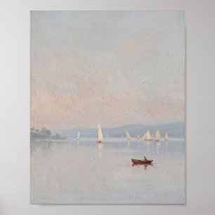 Lake Sailboats I Vintage Painting Poster
