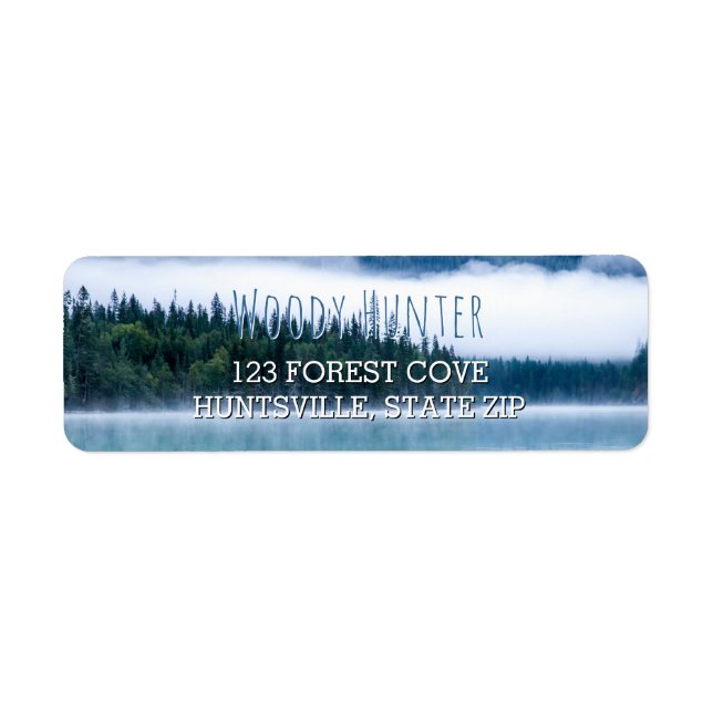 Lake Scene Pine Trees | Rustic Nature Photo Blue Label (Front)