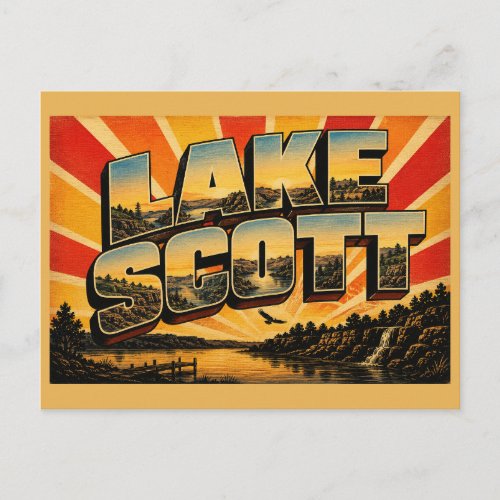 Lake Scott Kansas Spring Fed Lake Canyon Art Postcard