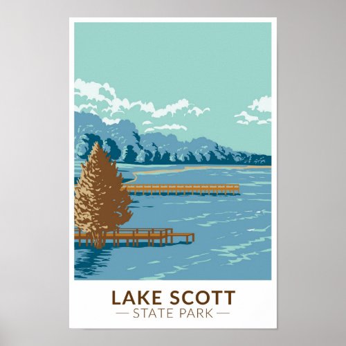 Lake Scott State Park Kansas Vintage Poster