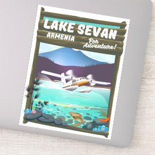 Lake Sevan Armenia vintage style travel poster Sticker
