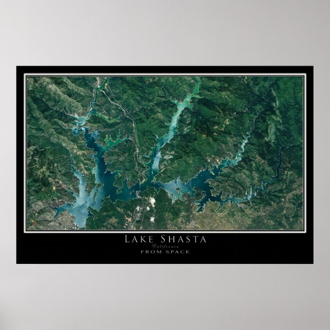 Lake Shasta California Satellite Poster Map (Front)