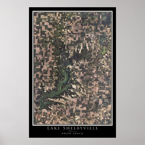 Lake Shelbyville Illinois Satellite Poster Map