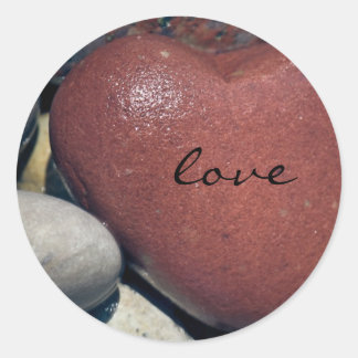 Lake Shore Red Heart Stone Classic Round Sticker
