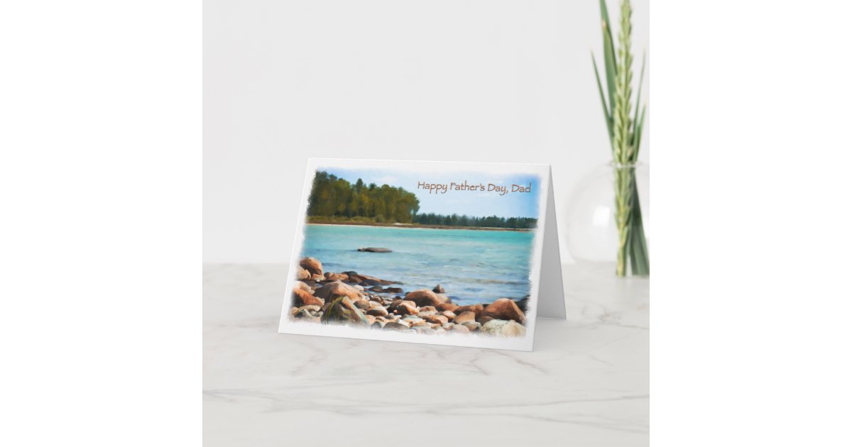 Lake Shore Scene Happy Fathers Day Card | Zazzle