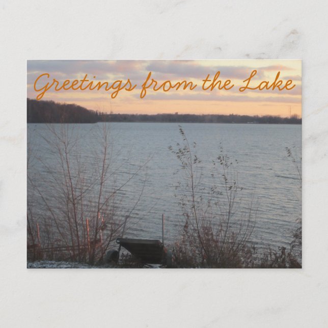 Lake Shore Sunset "Greetings from Lake" Postcard (Front)