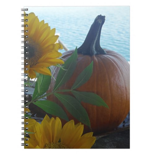 Lake side pumpkin an sunflowers notebook