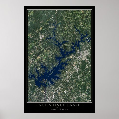 Lake Sidney Lanier Georgia Satellite Poster Map