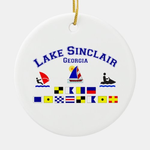 Lake Sinclair GA Signal Flags Ceramic Ornament