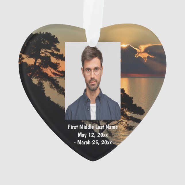 Lake Sky Landscape Clouds Dated Photo Custom Ornament (Back)