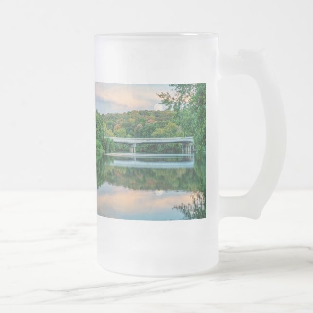 Lake Springfield Evening Tranquility Frosted Glass Beer Mug (Right)