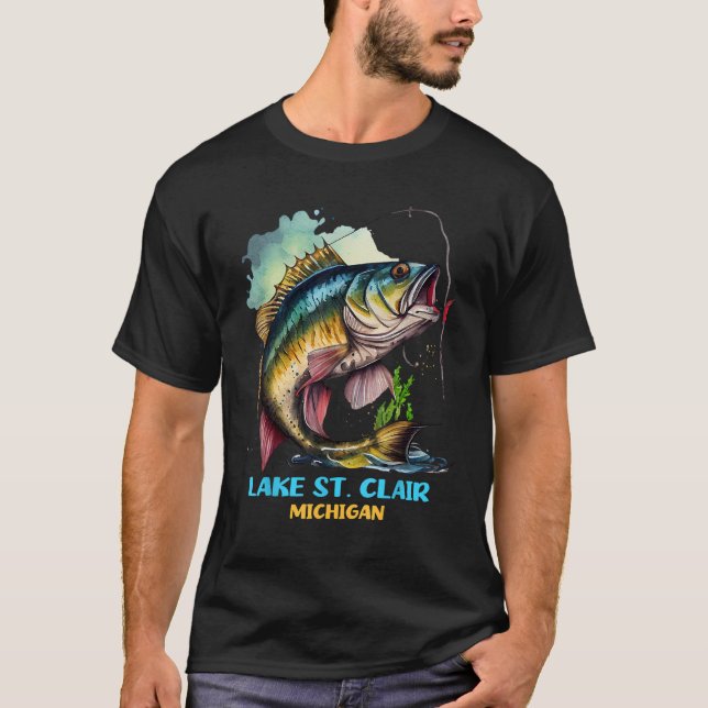 Lake St Clair Michigan Fishing Trip Fisher Flyfish T-Shirt (Front)