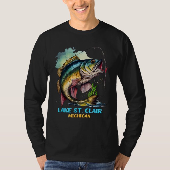 Lake St Clair Michigan Fishing Trip Fisher Flyfish T-Shirt (Front)