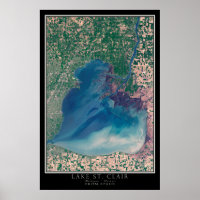 Lake St Clair Michigan - Ontario Satellite Map 