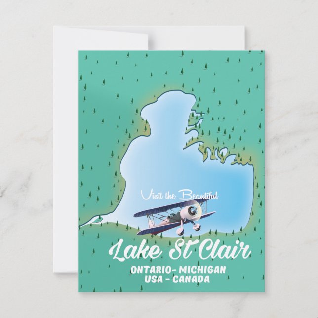 lake St Clair USA Canada lake map (Front)