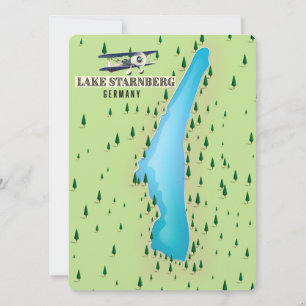 Lake Starnberg Germany vintage style map poster.