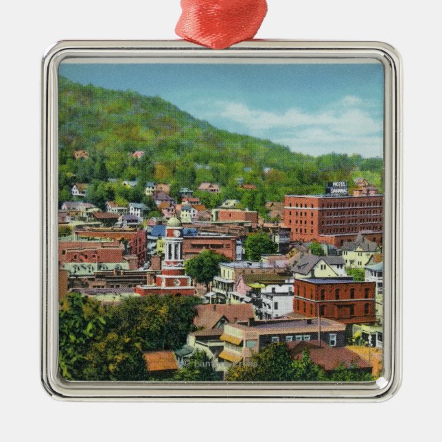 Lake Street Hill View of Business Section Metal Ornament (Front)