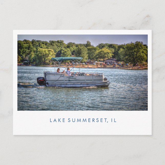 Lake Summerset Illinois Boating Postcard (Front)