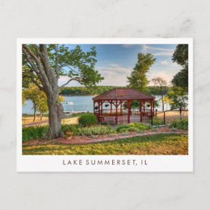 Lake Summerset Illinois Gazebo Postcard