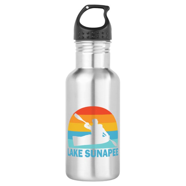 Lake Sunapee New Hampshire Kayak Stainless Steel Water Bottle (Front)