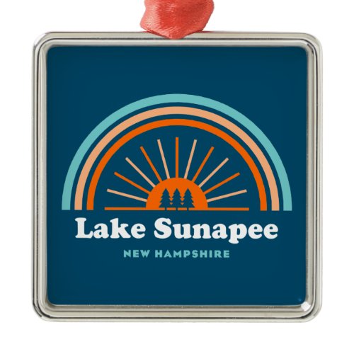 Lake Sunapee New Hampshire Rainbow Metal Ornament