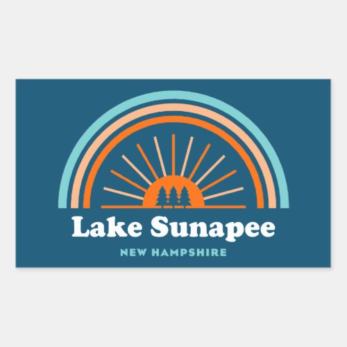 Lake Sunapee New Hampshire Rainbow Rectangular Sticker