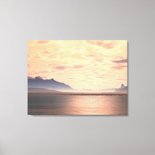Lake Sunset 2 Generative Art Canvas Wrap