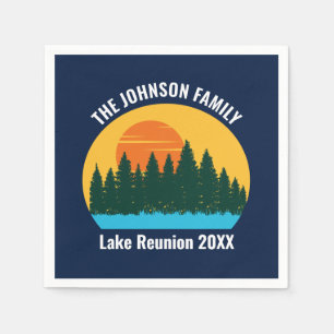 Lake Sunset Family Reunion Cute Custom Party Napkins