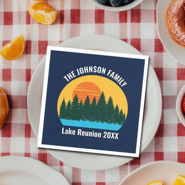 Lake Sunset Family Reunion Cute Custom Party Napkins (Creator Uploaded)